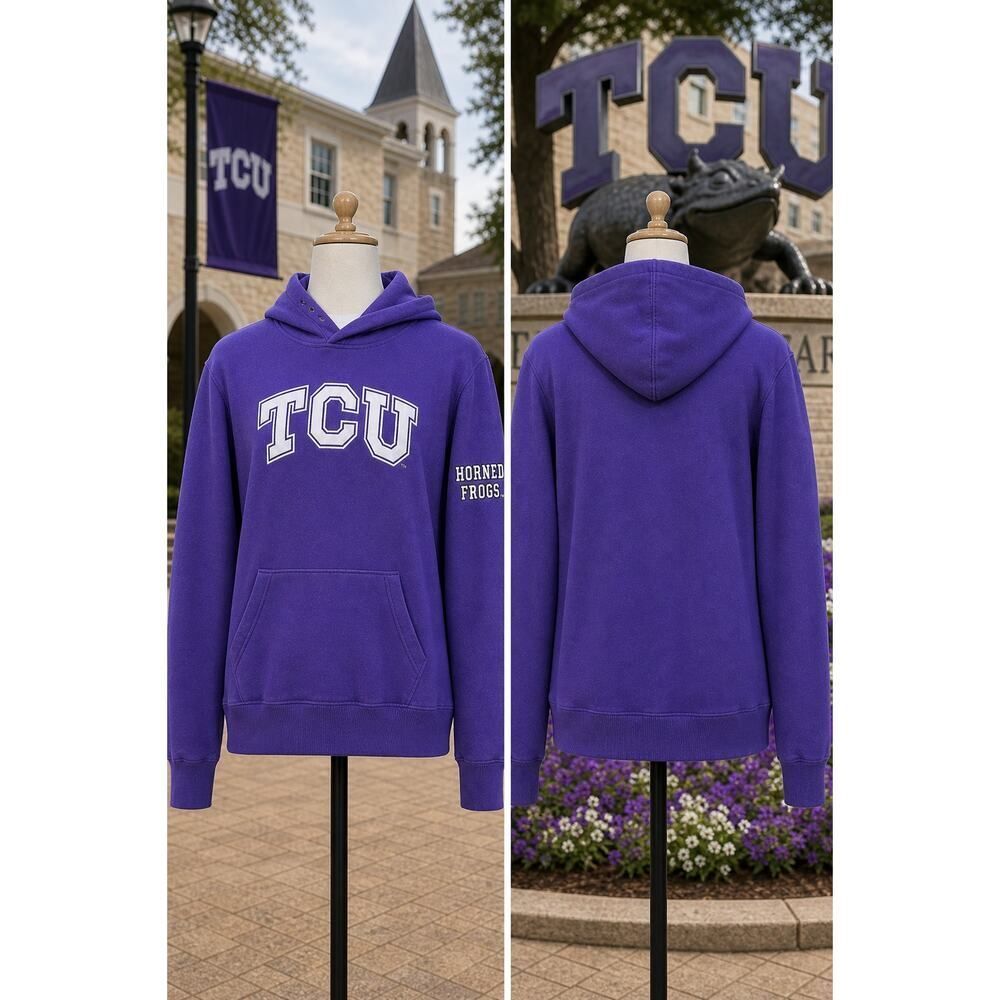TCU Horned Frogs Hoodie Medium Purple Embroidered Logo Stadium